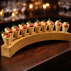 Curved Natural Bamboo Cone Stand – 12 Slots