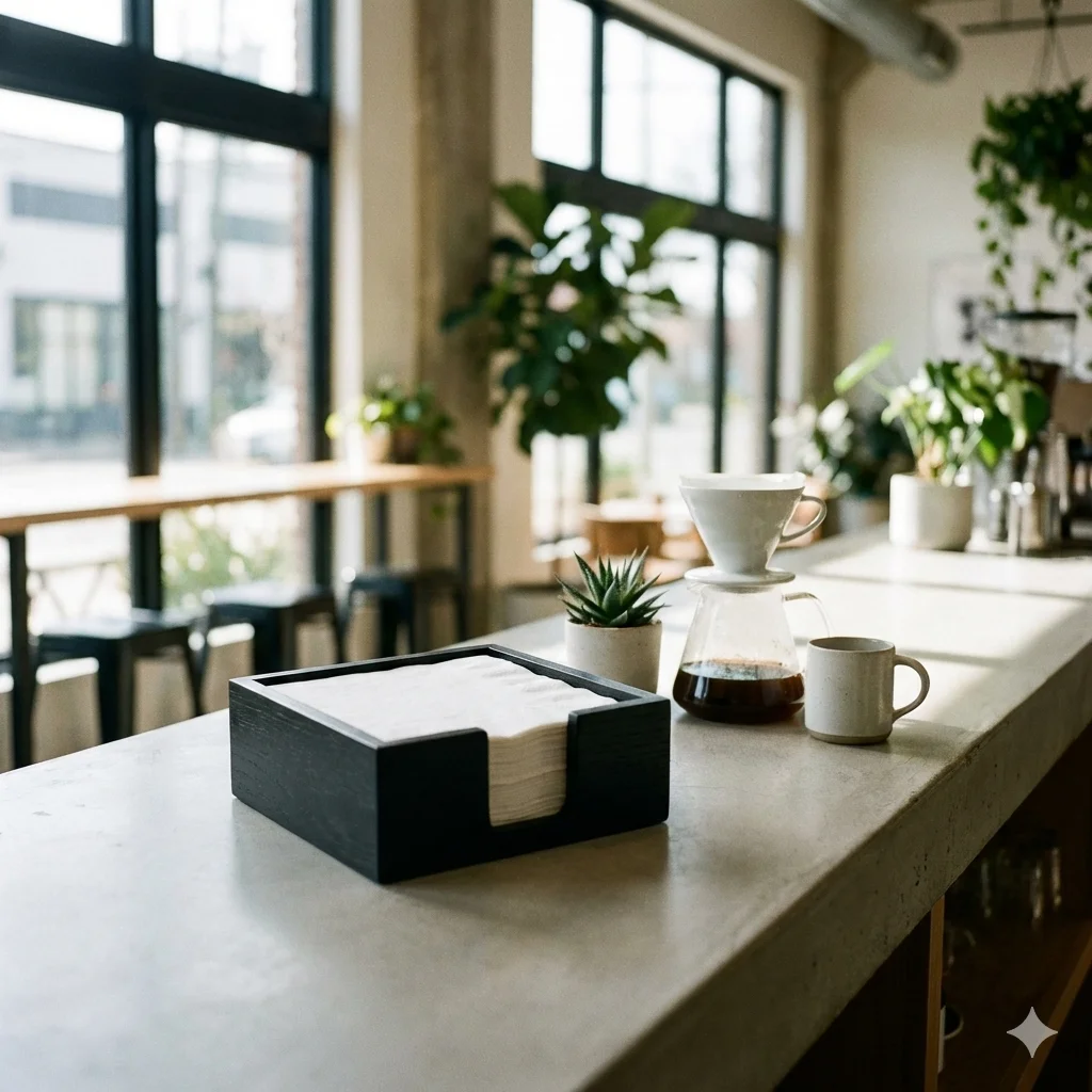 Rectangle Black Wood Napkin Dispenser