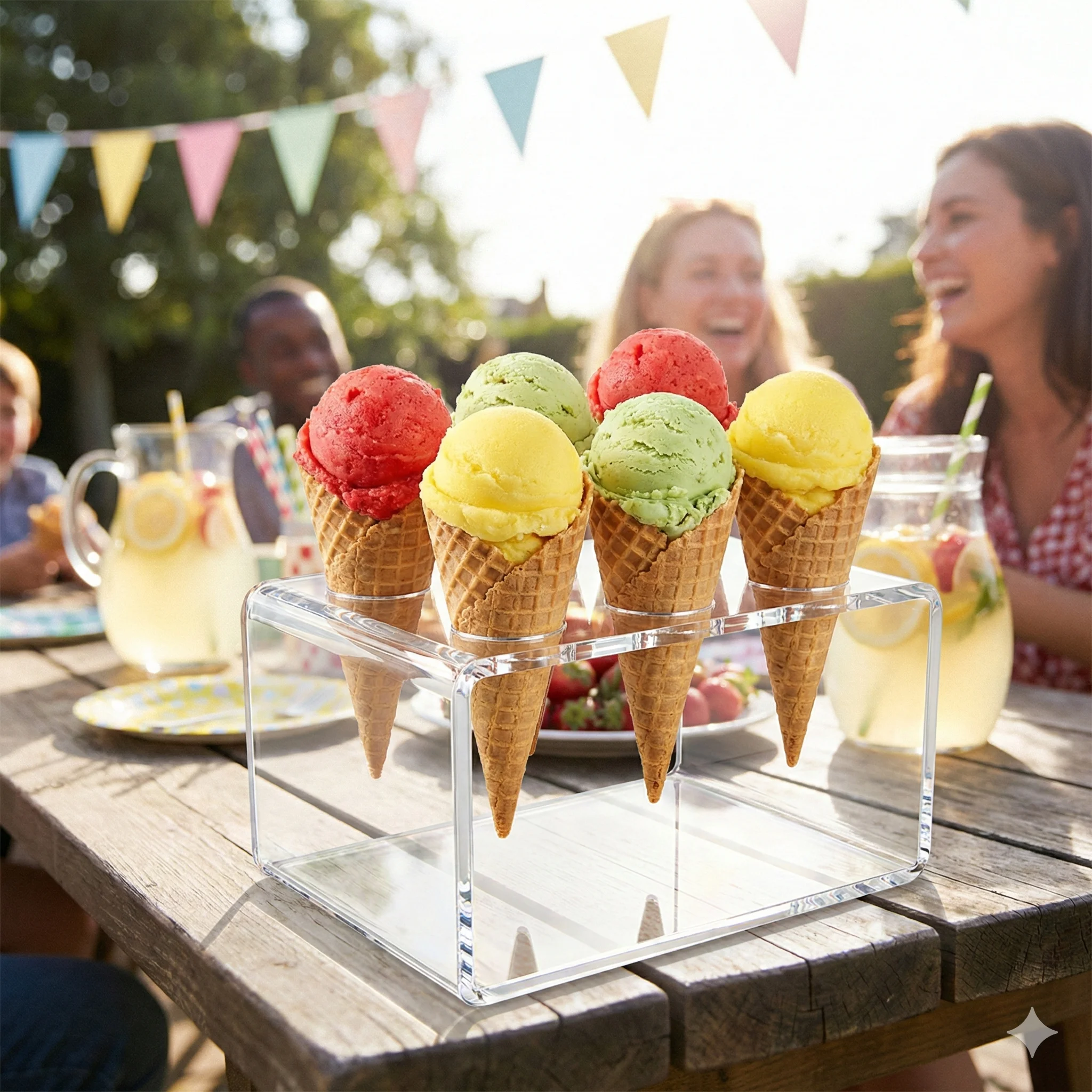 Clear Acrylic Ice Cream Cone Stand – 6 Slots