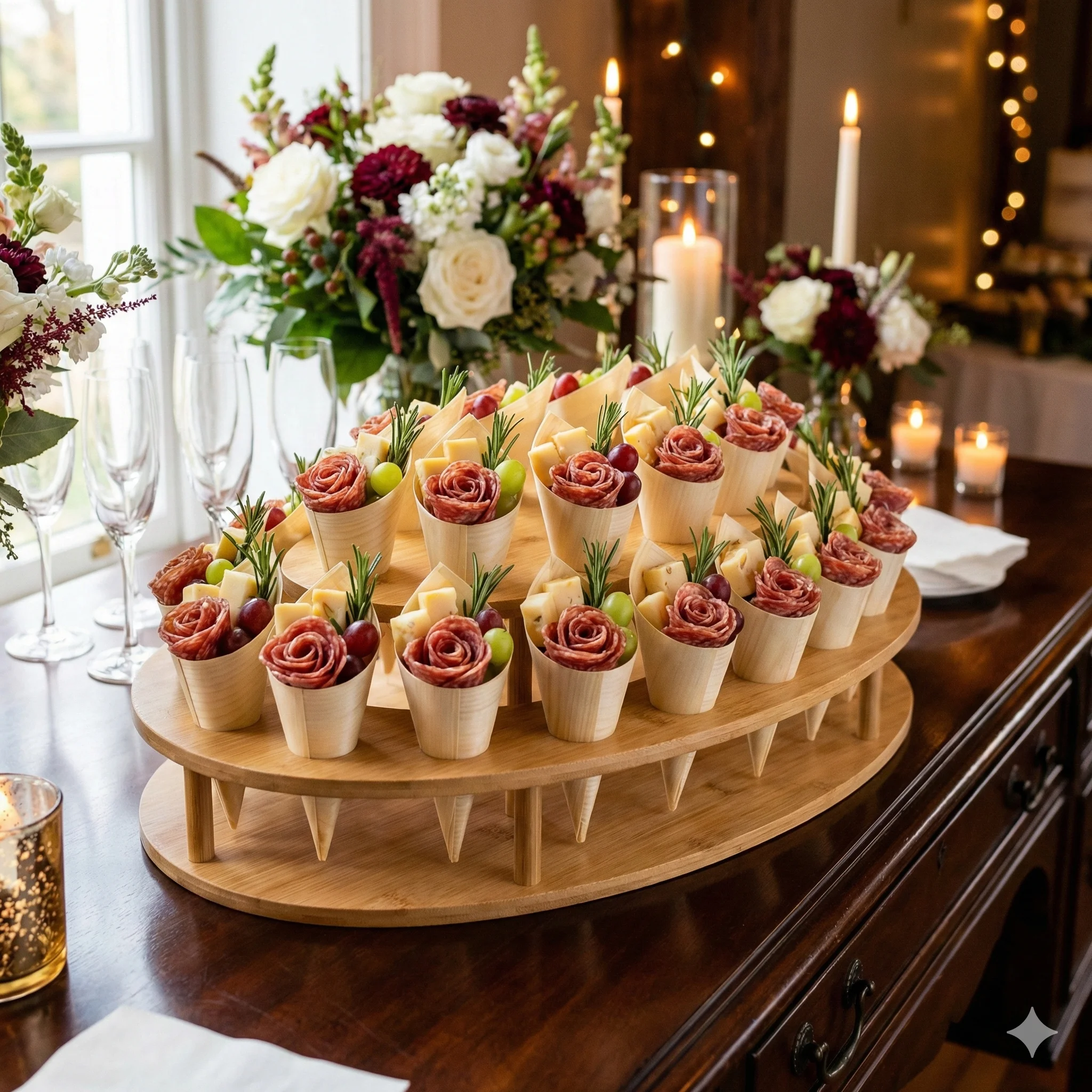 Oval Natural Bamboo Cone Stand – 20 Slots