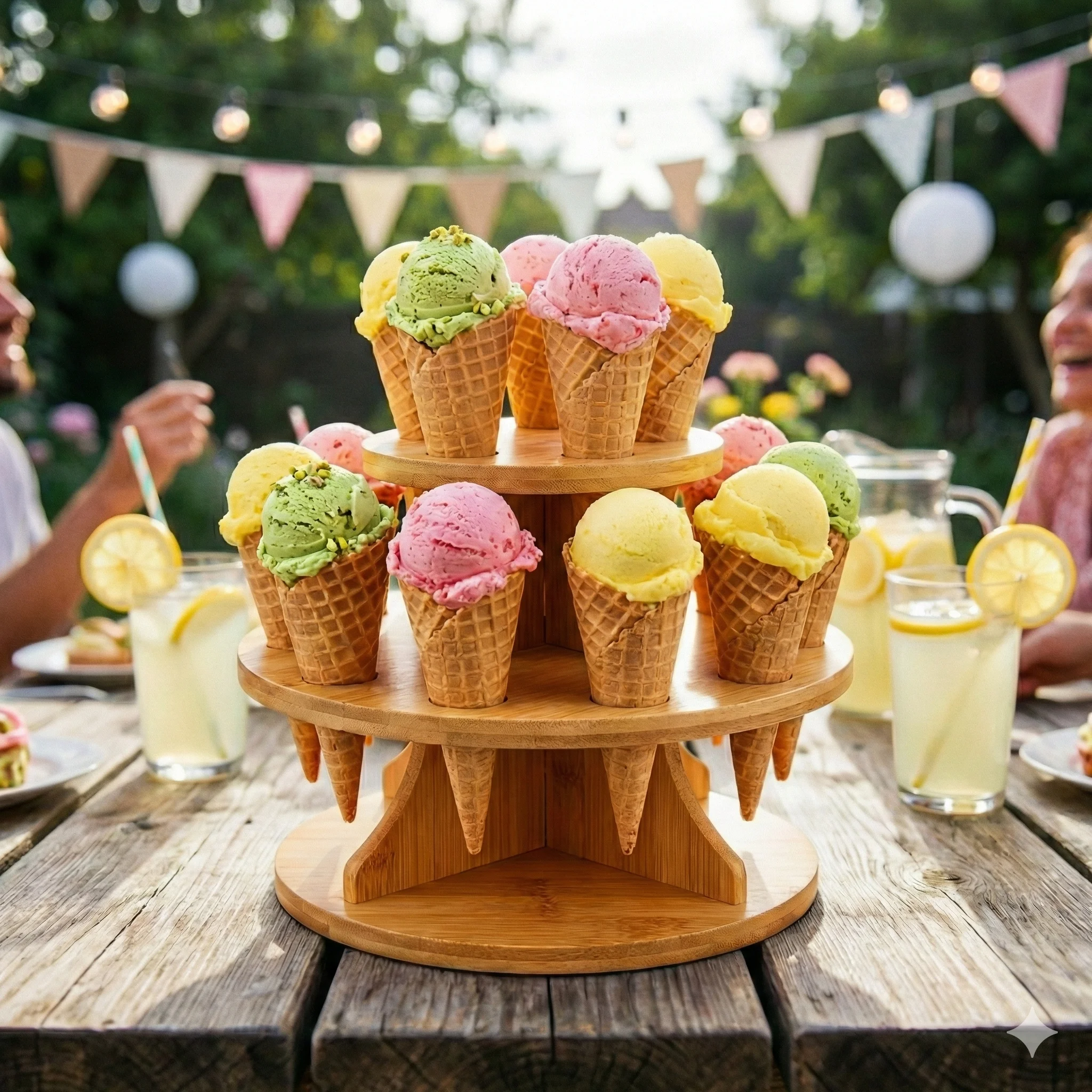 Round Natural Bamboo Cone Stand – 10 Slots