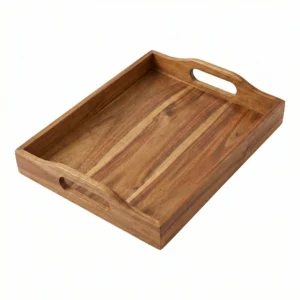 Natural Wood Serving Tray with Handles