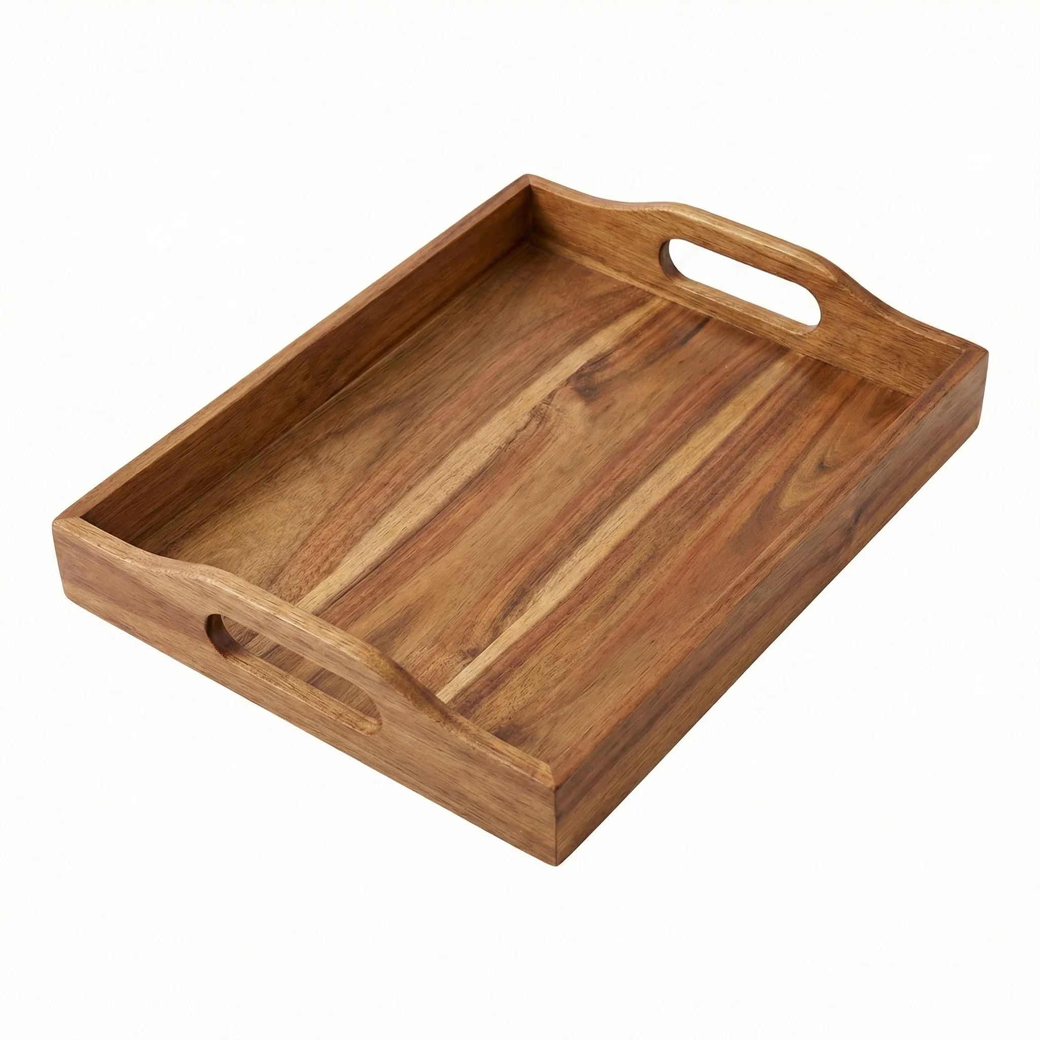 Natural Wood Serving Tray with Handles