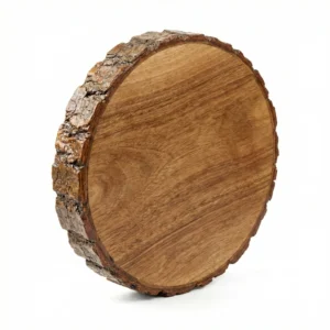 Round Natural Wood Serving Board – Varnished Bark Edges