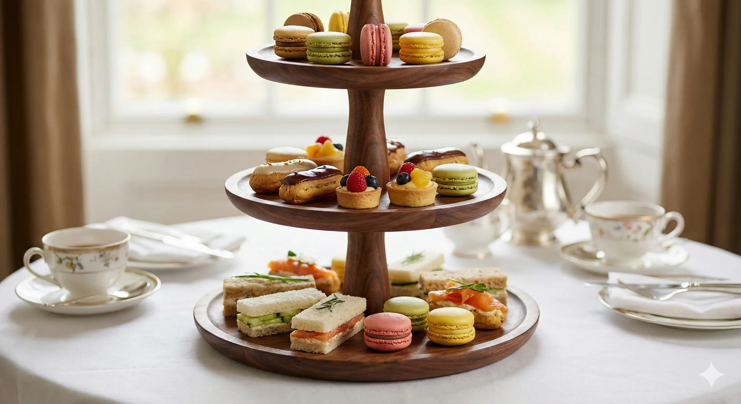 3-Tiered Wooden Serving Holder Tray