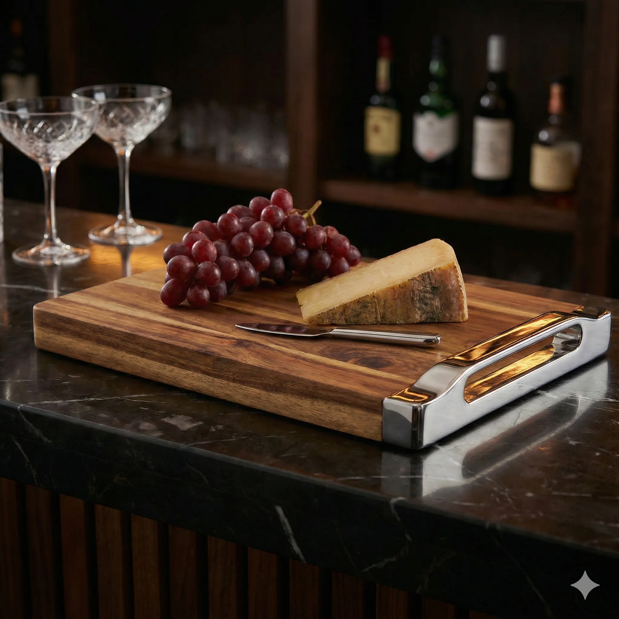Acacia Wood Small Serving & Cutting Board – Chrome Hardware